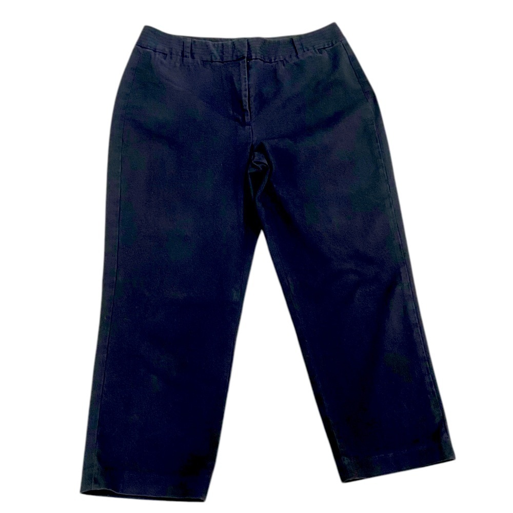 Talbots stretch cotton black casual cropped pants size 12